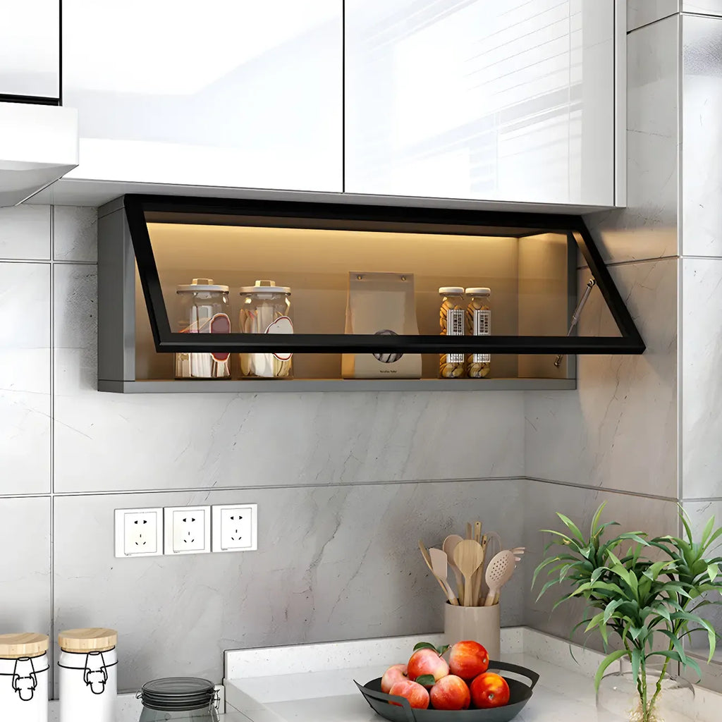 vaisselier mural en bois gris pour cuisine