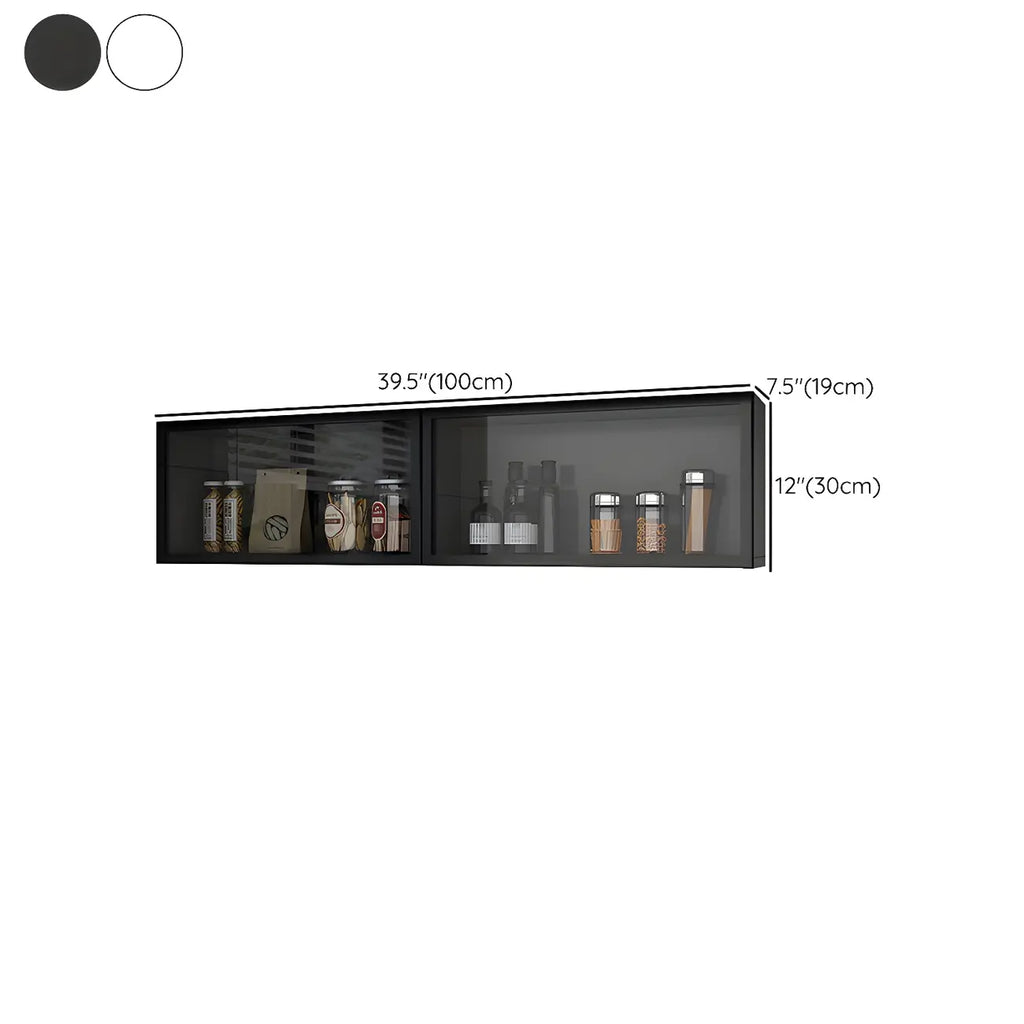 vaisselier mural en bois pour cuisine avec porte vitrée