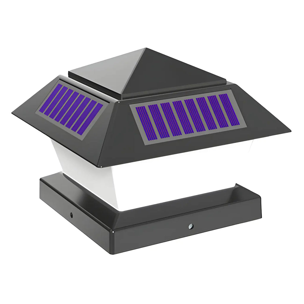 Lampadaires solaires géométriques en métal noir pour l'extérieur