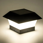Lampadaires solaires géométriques en métal noir pour l'extérieur