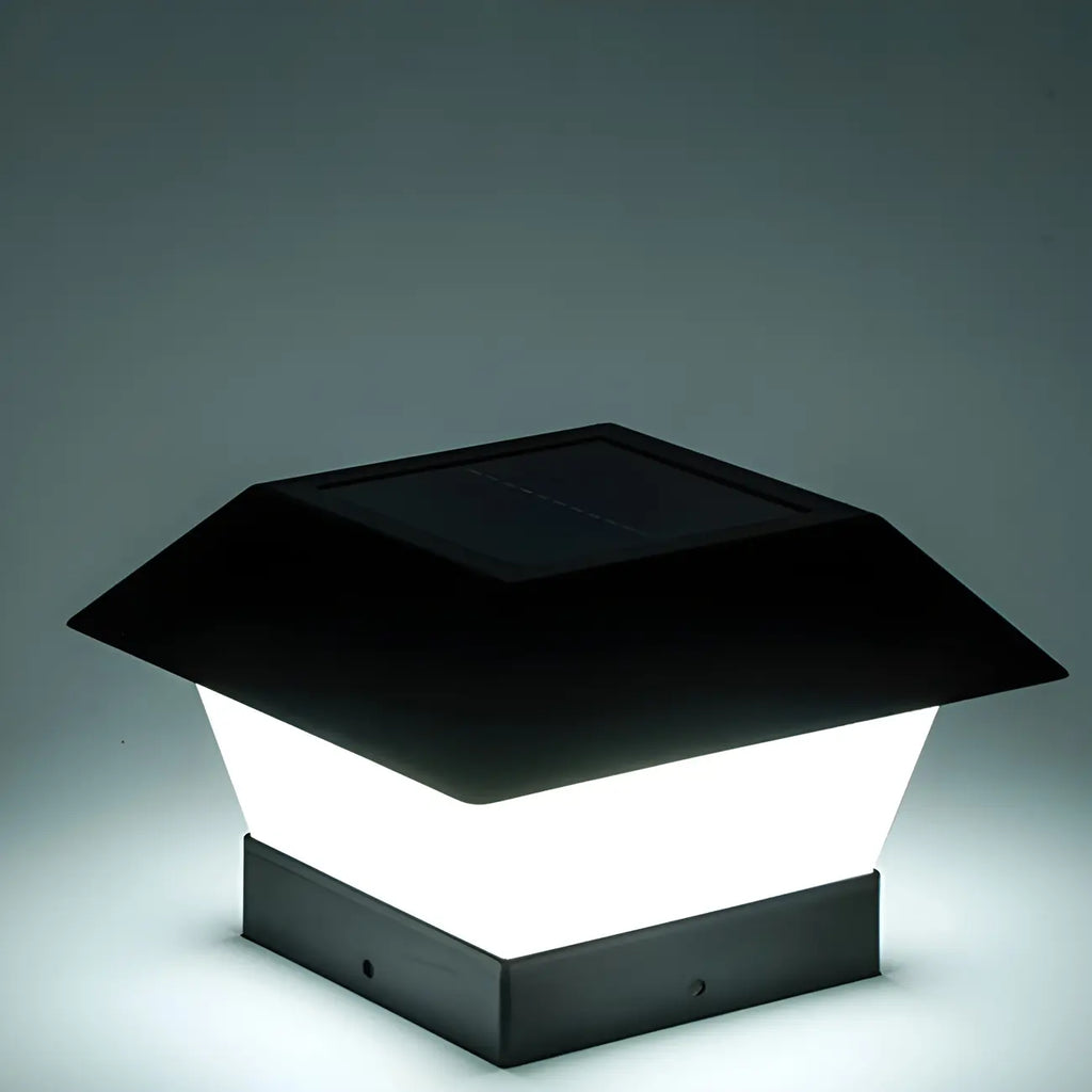 Lampadaires solaires géométriques en métal noir pour l'extérieur