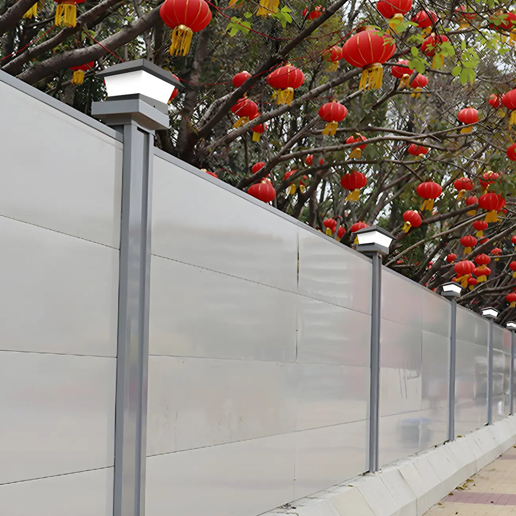 Lampadaires solaires géométriques en métal noir pour l'extérieur