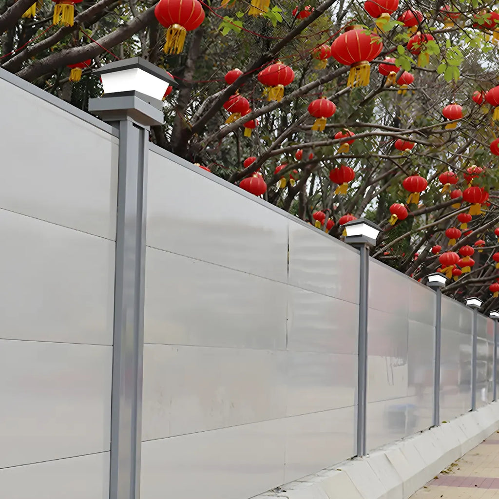 Lampadaires solaires géométriques en métal noir pour l'extérieur