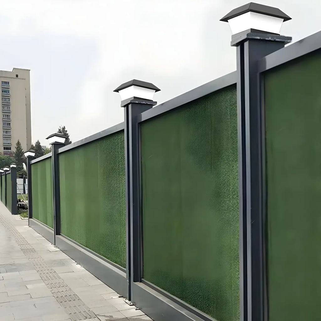 Lampadaires solaires géométriques en métal noir pour l'extérieur