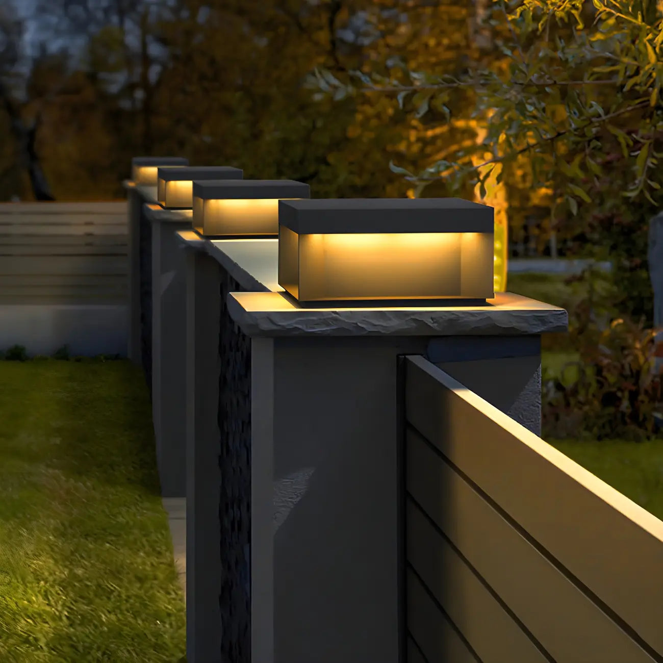 Lampadaires solaires d'extérieur modernes à géométrie noire