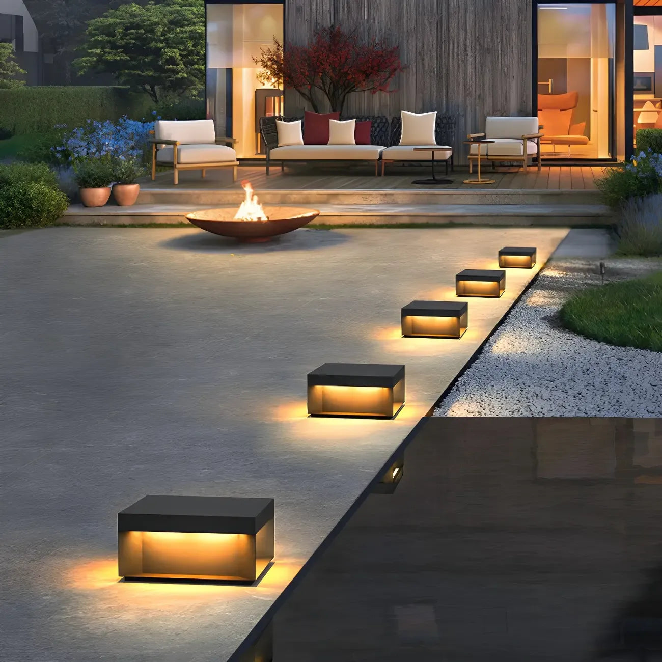 Lampadaires solaires d'extérieur modernes à géométrie noire