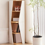 Bibliothèque d'angle artistique moderne en bois blanc