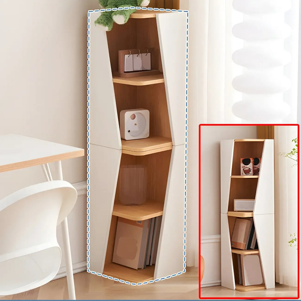 Bibliothèque d'angle artistique moderne en bois blanc