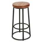 Tabourets de bar ronds en bois sans dossier de style industriel