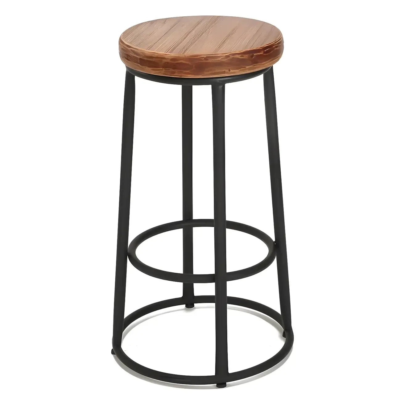 Tabourets de bar ronds en bois sans dossier de style industriel