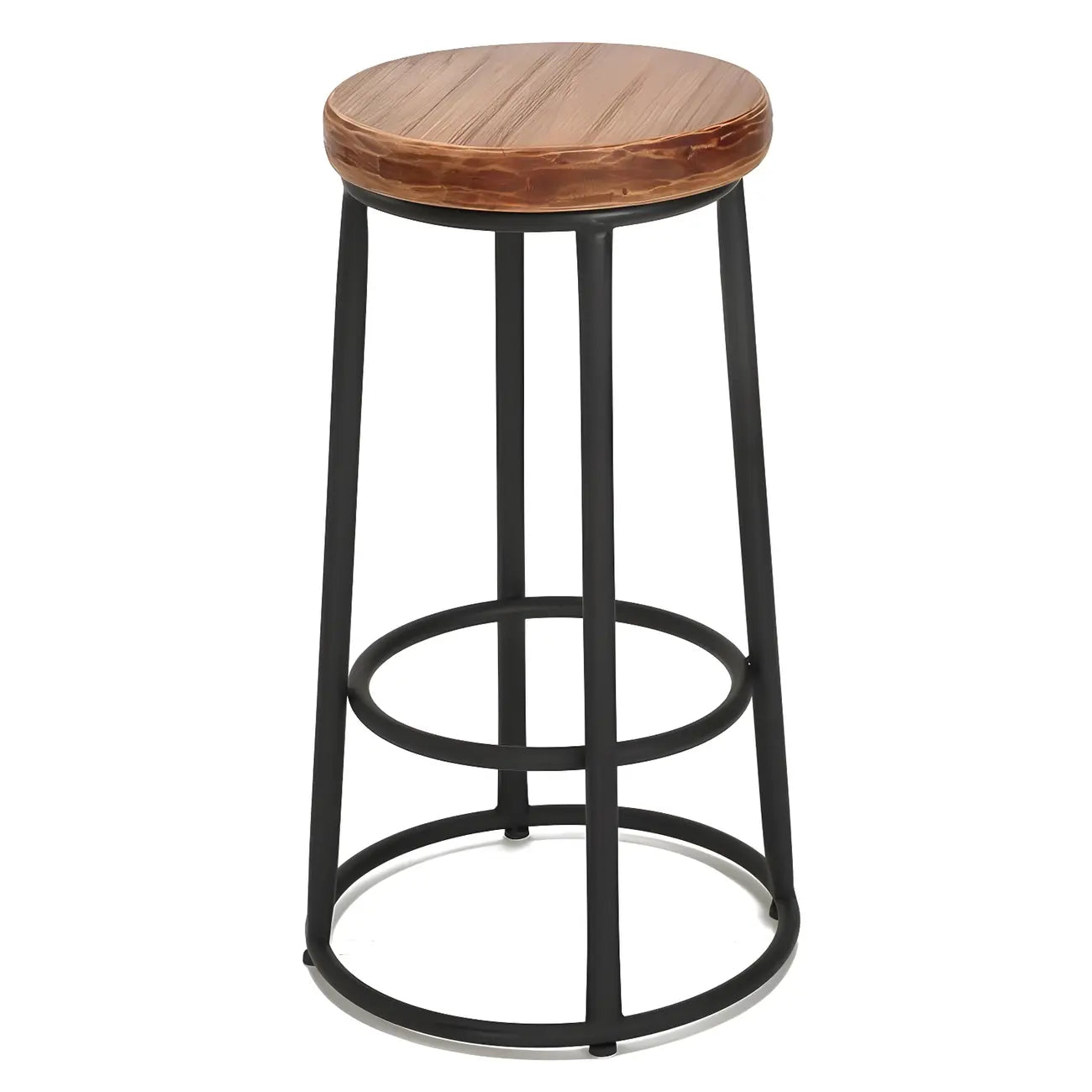 Tabourets de bar ronds en bois sans dossier de style industriel