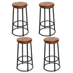 Tabourets de bar ronds en bois sans dossier de style industriel