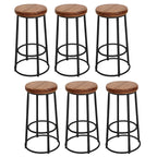 Tabourets de bar ronds en bois sans dossier de style industriel