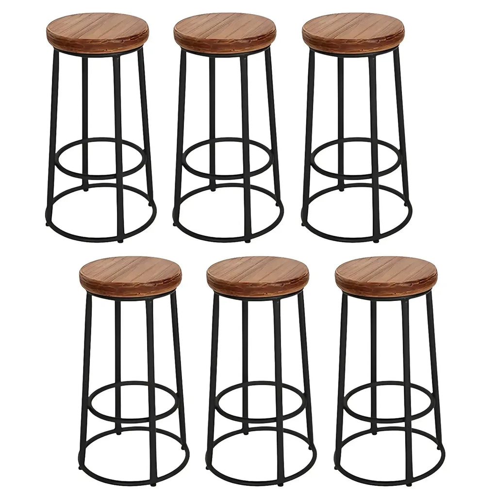 Tabourets de bar ronds en bois sans dossier de style industriel