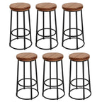 Tabourets de bar ronds en bois sans dossier de style industriel