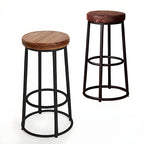 Tabourets de bar ronds en bois sans dossier de style industriel