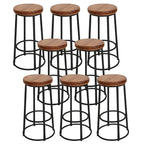 Tabourets de bar ronds en bois sans dossier de style industriel
