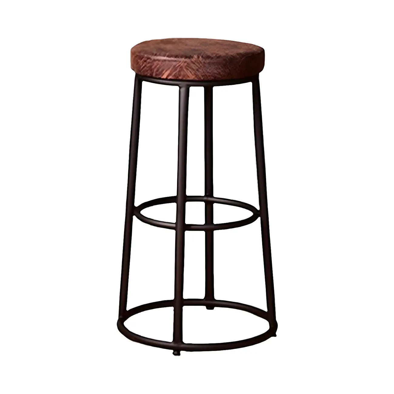 Tabourets de bar ronds en bois sans dossier de style industriel