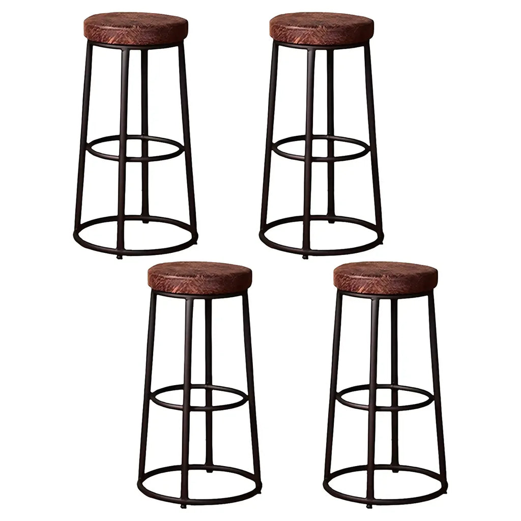 Tabourets de bar ronds en bois sans dossier de style industriel