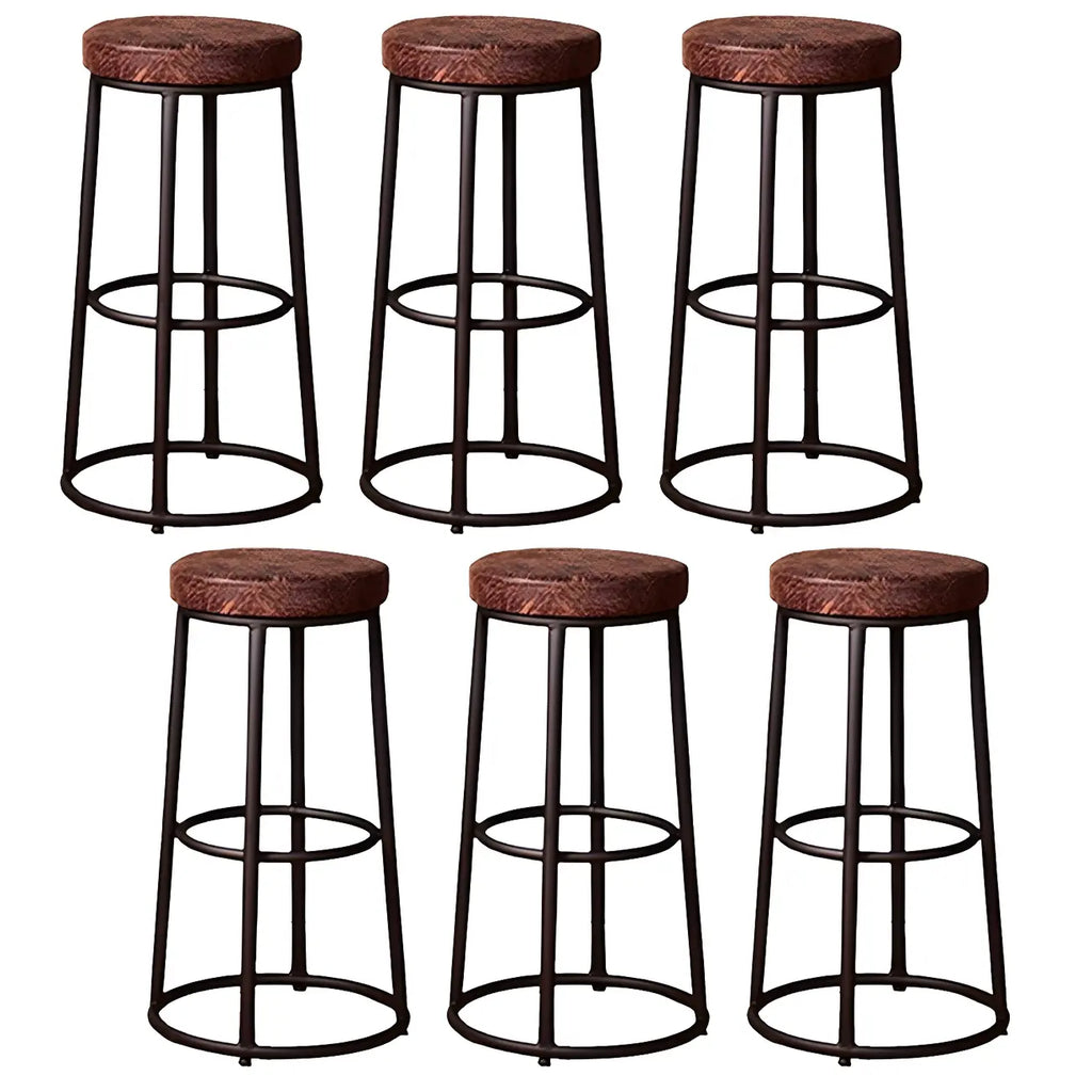 Tabourets de bar ronds en bois sans dossier de style industriel