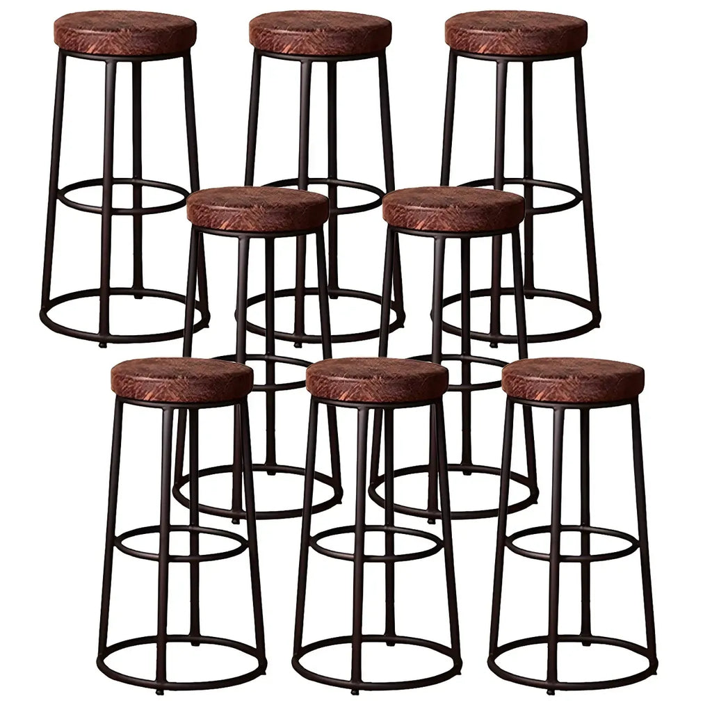 Tabourets de bar ronds en bois sans dossier de style industriel