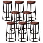Tabourets de bar ronds en bois sans dossier de style industriel