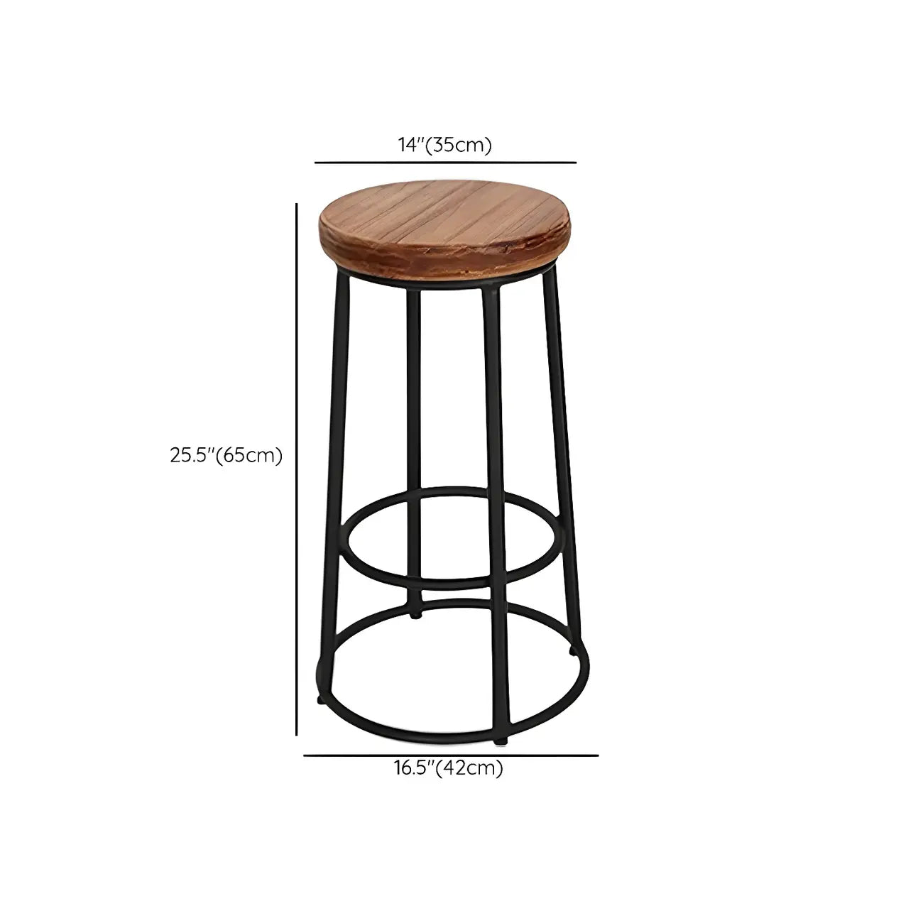 Tabourets de bar ronds en bois sans dossier de style industriel