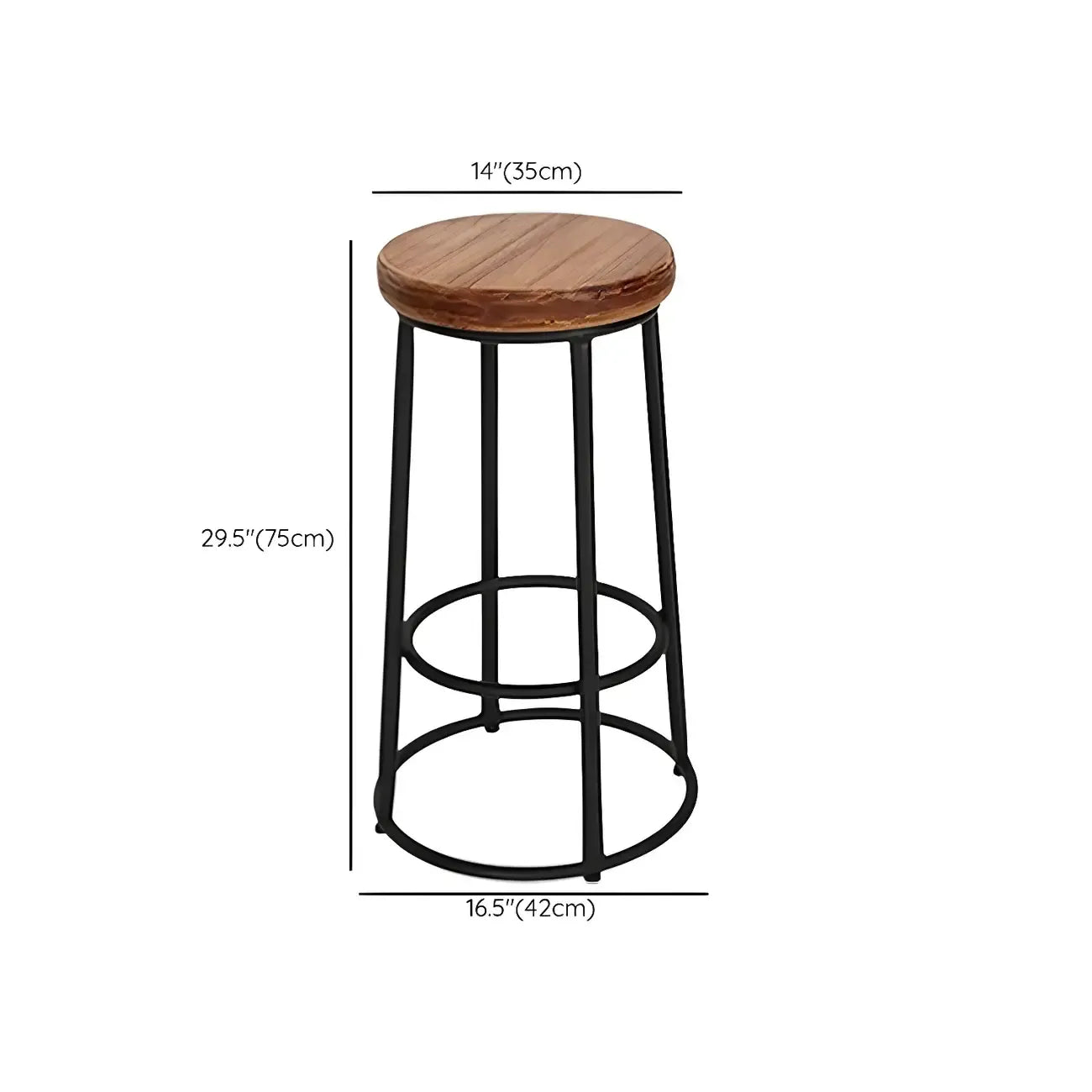 Tabourets de bar ronds en bois sans dossier de style industriel