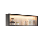Vitrine murale moderne en bois gris et porte vitrée