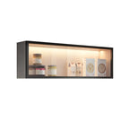 Vitrine murale moderne en bois gris et porte vitrée