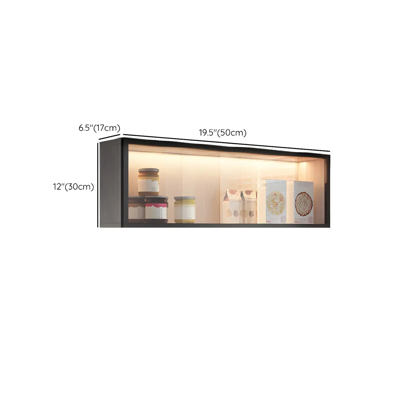 Vitrine murale moderne en bois gris et porte vitrée