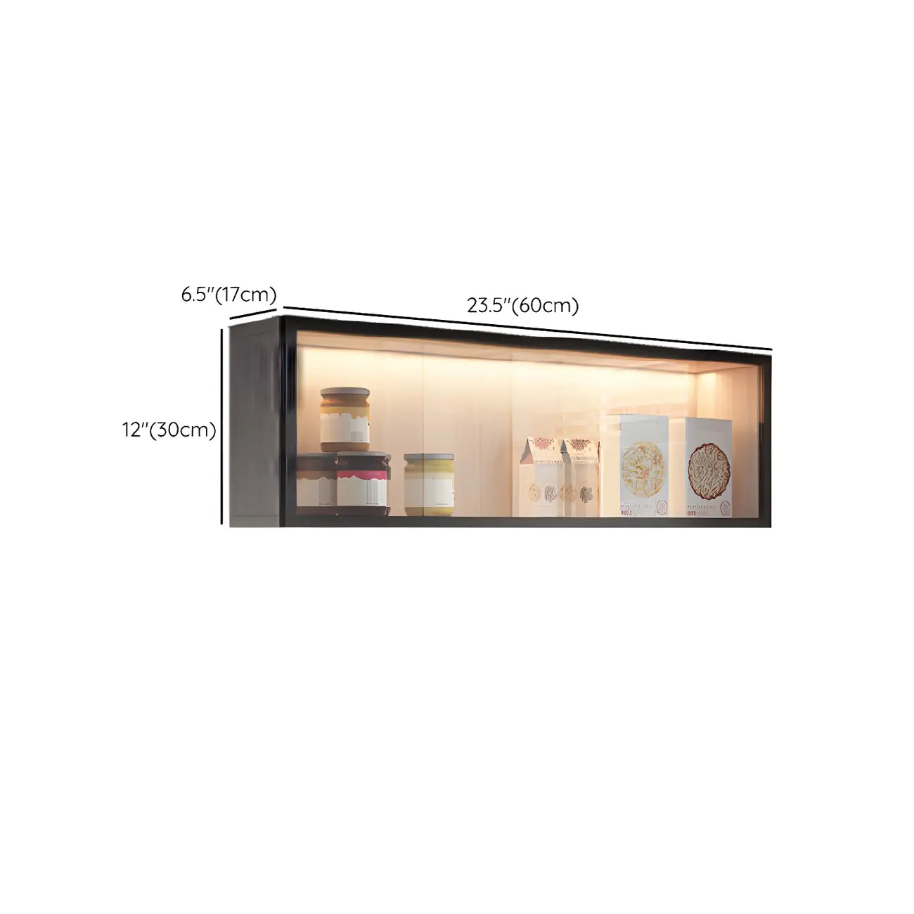Vitrine murale moderne en bois gris et porte vitrée