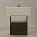 Petite table de chevet de rangement nordique blanche et noire à 3 niveaux