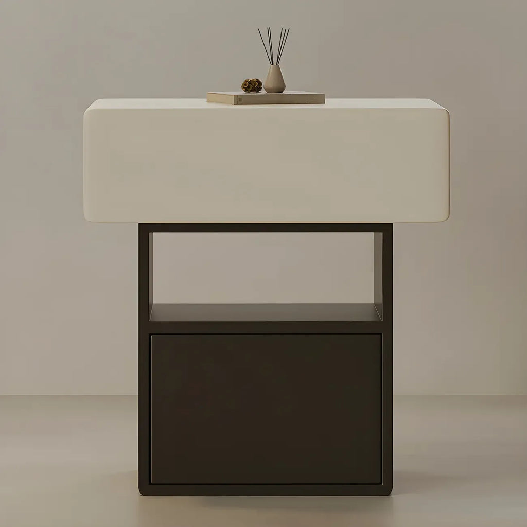 Petite table de chevet de rangement nordique blanche et noire à 3 niveaux