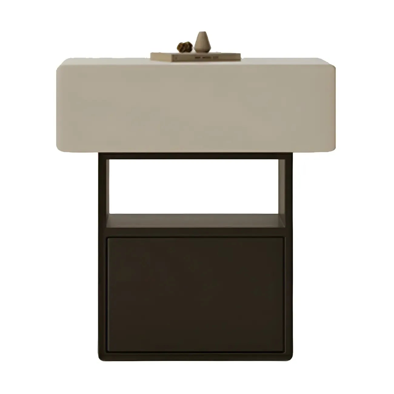 Petite table de chevet de rangement nordique blanche et noire à 3 niveaux