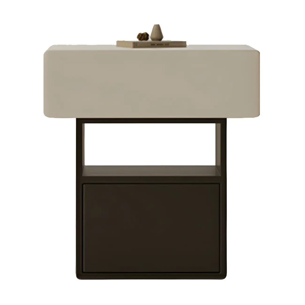 Petite table de chevet de rangement nordique blanche et noire à 3 niveaux