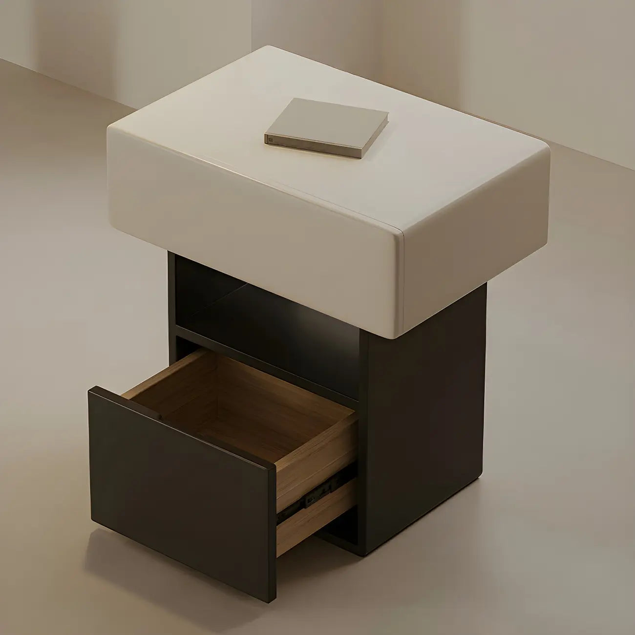 Petite table de chevet de rangement nordique blanche et noire à 3 niveaux