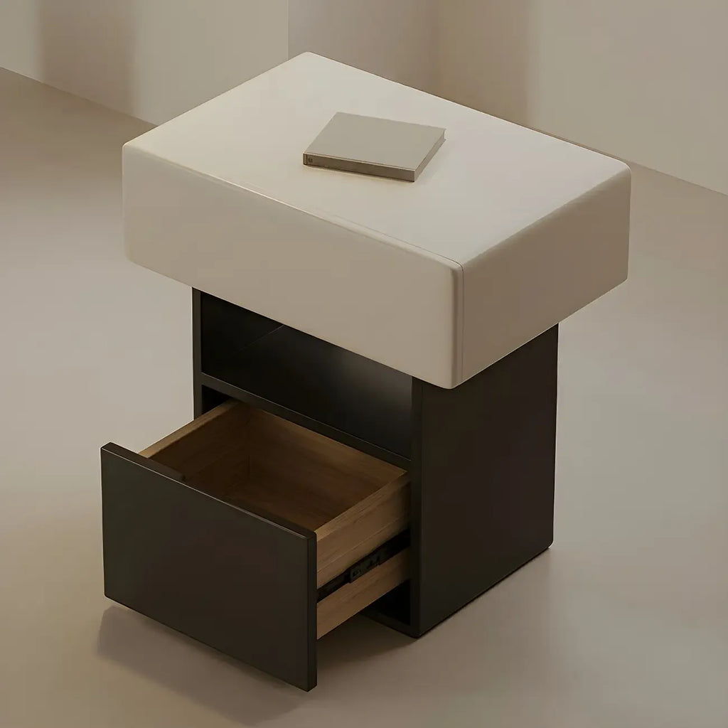 Petite table de chevet de rangement nordique blanche et noire à 3 niveaux