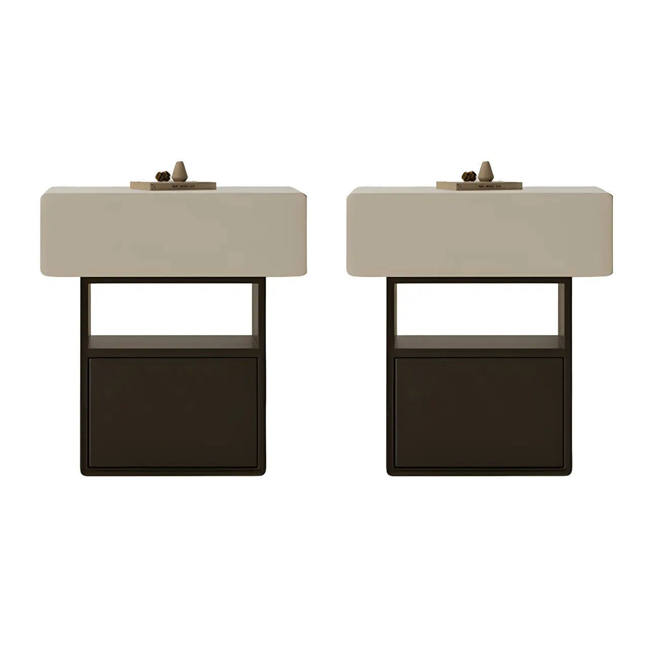 Petite table de chevet de rangement nordique blanche et noire à 3 niveaux