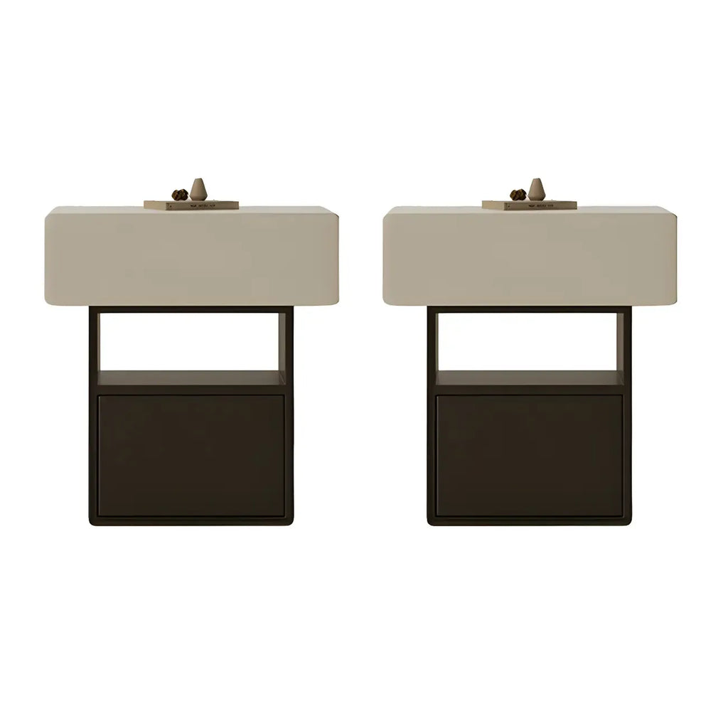Petite table de chevet de rangement nordique blanche et noire à 3 niveaux