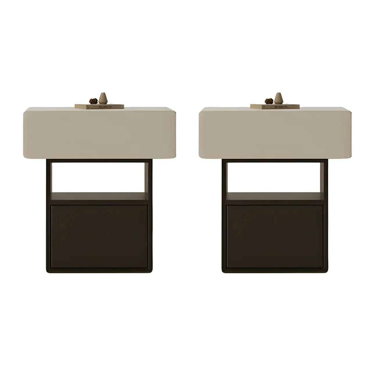Petite table de chevet de rangement nordique blanche et noire à 3 niveaux