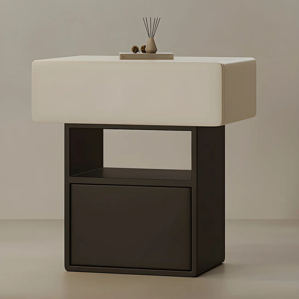 Petite table de chevet de rangement nordique blanche et noire à 3 niveaux