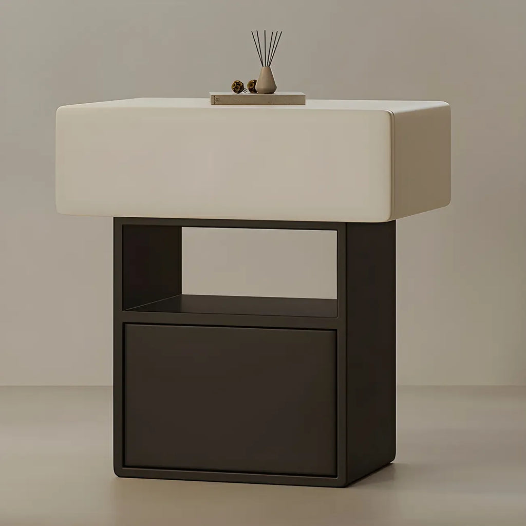 Petite table de chevet de rangement nordique blanche et noire à 3 niveaux