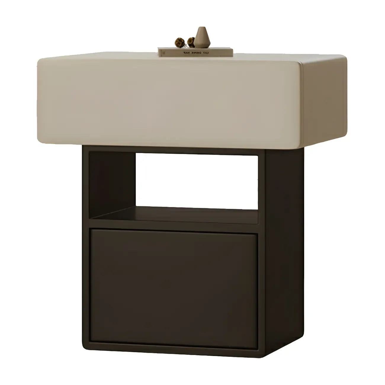Petite table de chevet de rangement nordique blanche et noire à 3 niveaux