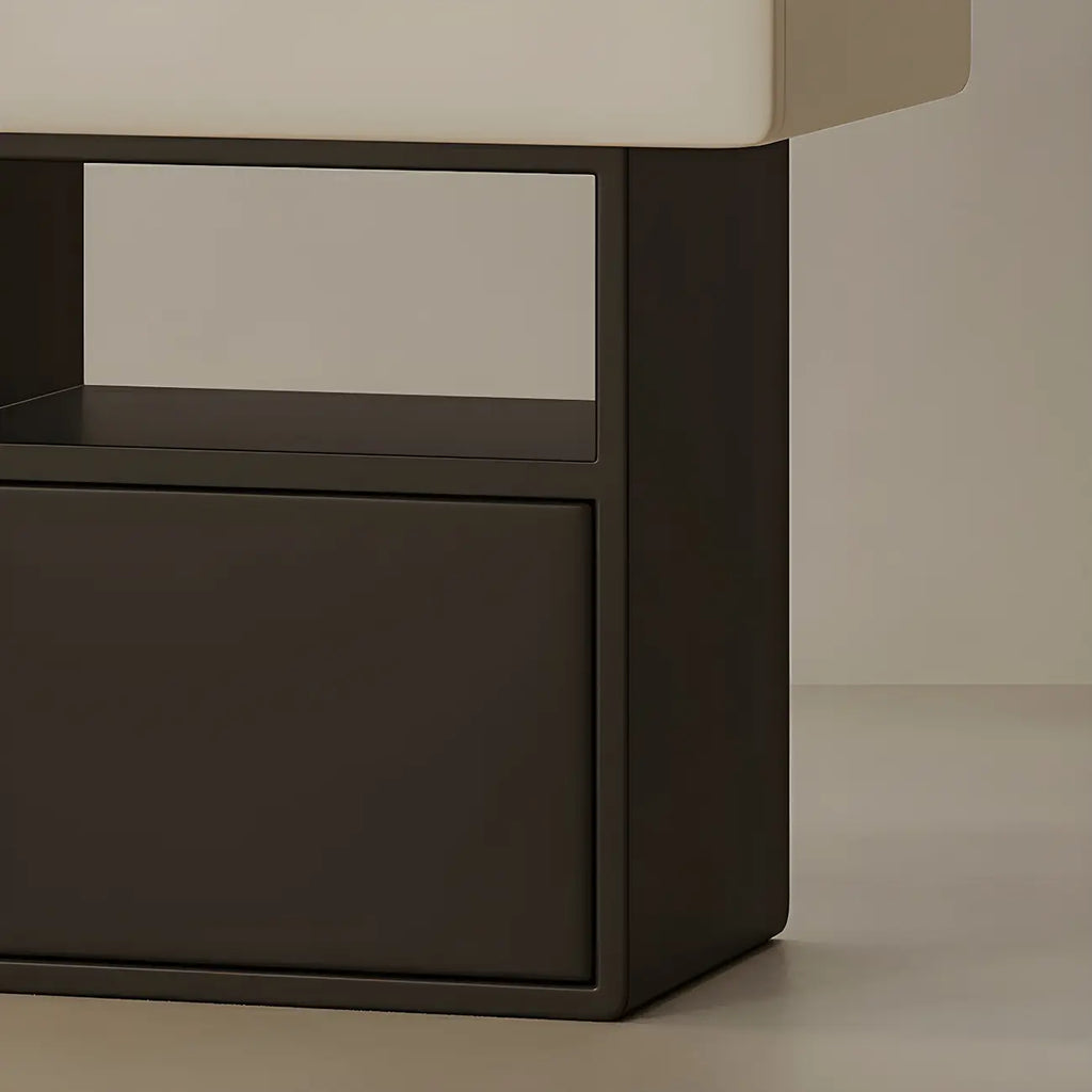 Petite table de chevet de rangement nordique blanche et noire à 3 niveaux