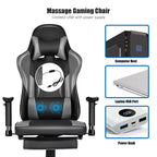 Sedia da gaming Costway, sedia da ufficio Racing con schienale alto e poggiapiedi, nera
