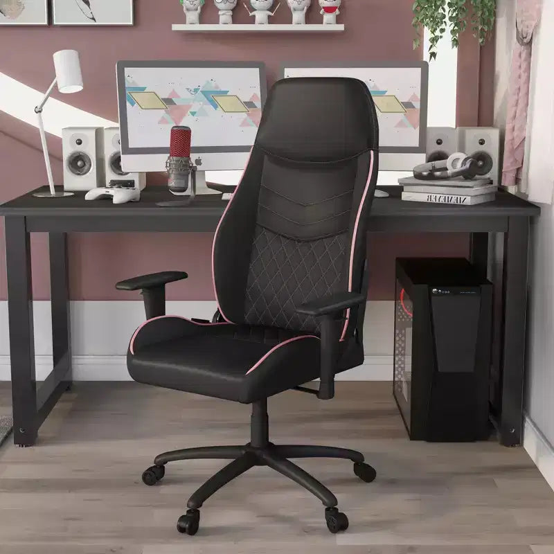 24/7 Shop At Home Sedia Gaming Ansar in Ecopelle Cucita a Diamante