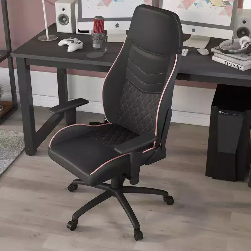 24/7 Shop At Home Sedia Gaming Ansar in Ecopelle Cucita a Diamante
