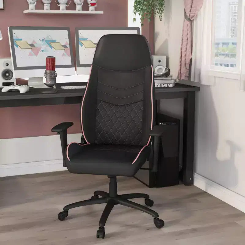 24/7 Shop At Home Sedia Gaming Ansar in Ecopelle Cucita a Diamante