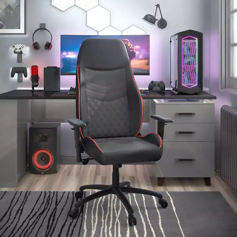 24/7 Shop At Home Sedia Gaming Ansar in Ecopelle Cucita a Diamante